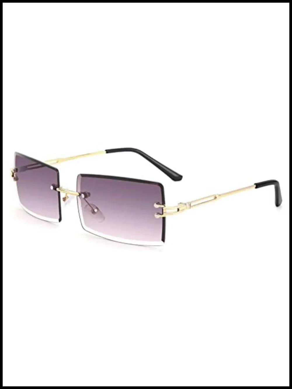 Vintage Rimless Sunglasses Rectangular Frameless Candy Color Glasses UV400 Metal